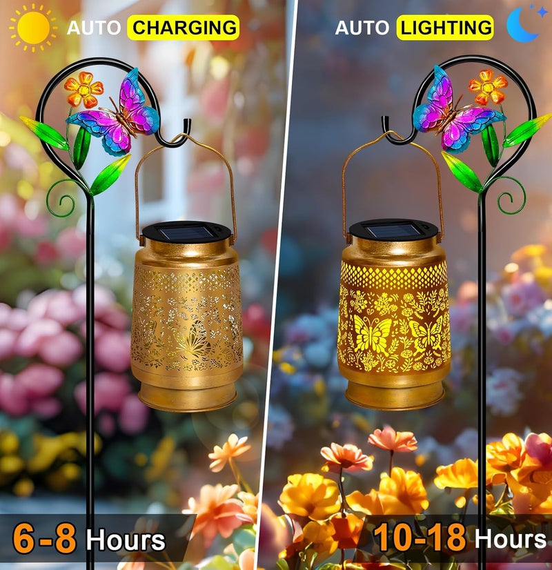 EDOF Butterfly Solar Lanterns Outdoor Waterproof with Shepherd Hook,Christmas Decorations Birthday for Mom Women Grandma,Garden Lights Butterfly Decor,Hanging Solar Lights Decorative for Yard,Patio,Porch - Image 4